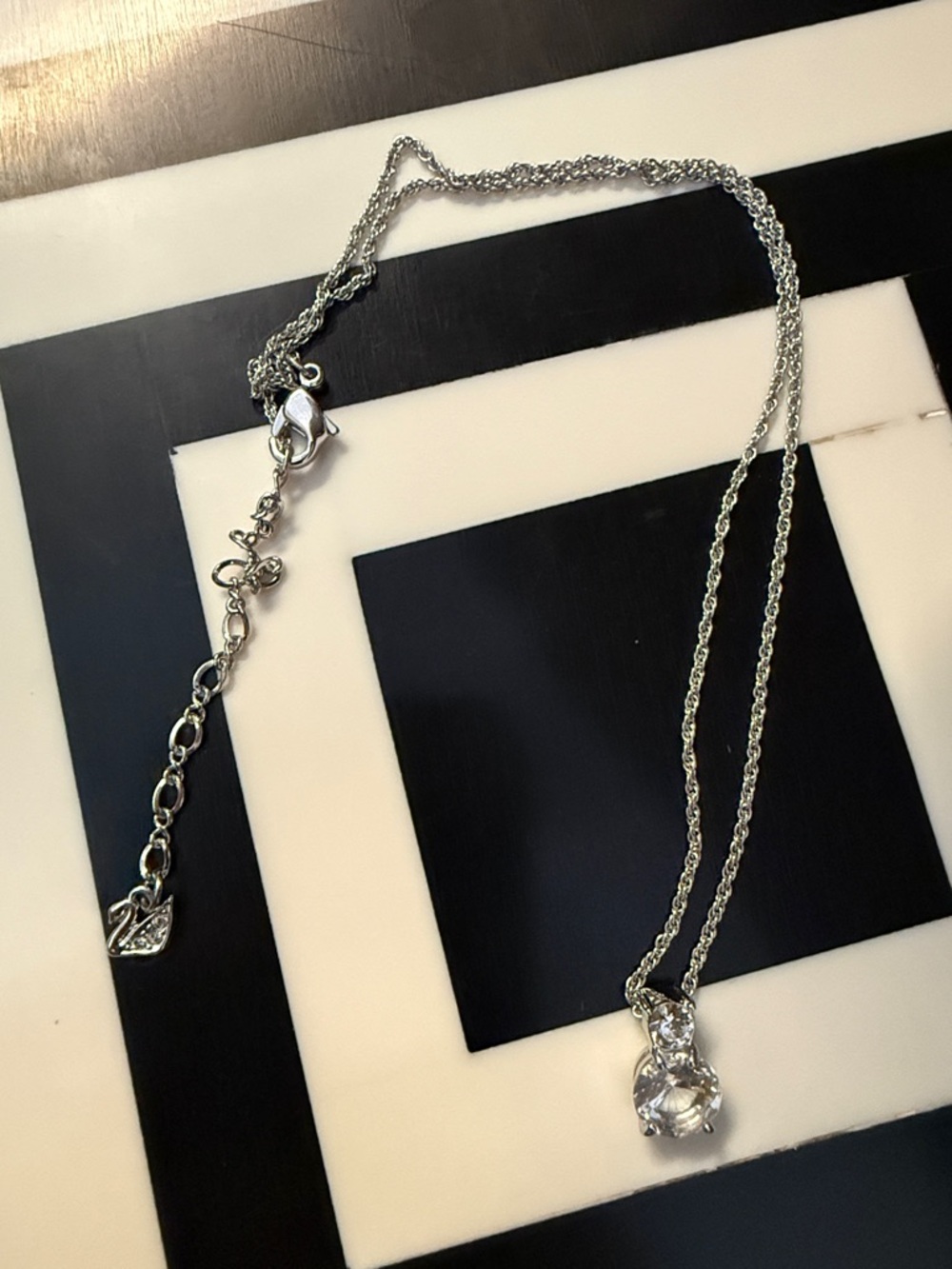 Swarovski Silver Clear Crystal Drop Necklace